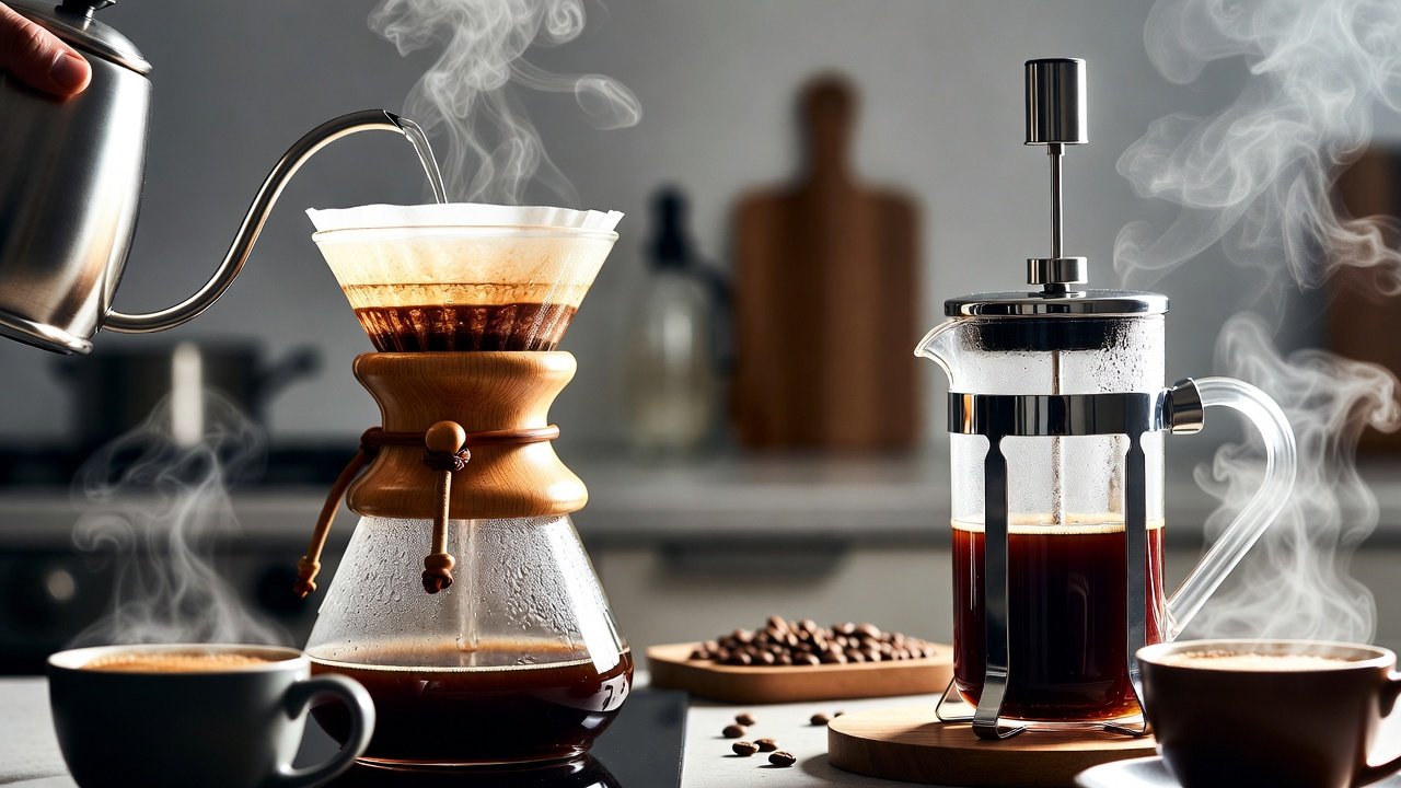 compare coffee brewing methods like pour-over and french press. which one is easier to make