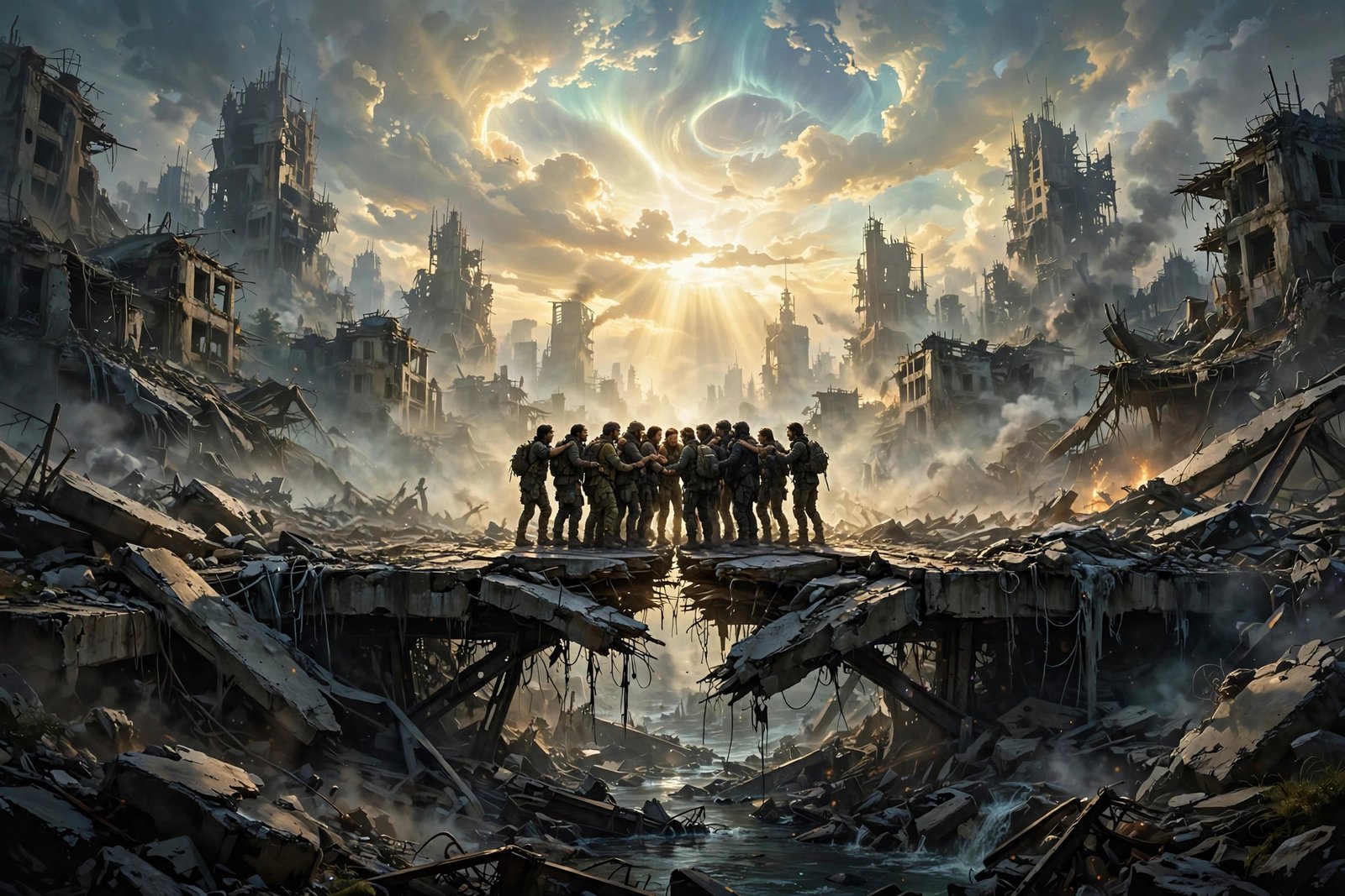 Is The Division 2 crossplay? Two squads of survivors converging across a ruined city bridge, illustrating the November 2026 cross-platform rollout