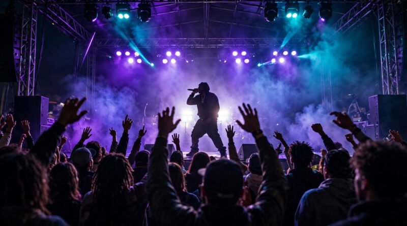 Don Toliver height — rapper performing on stage under dramatic concert lights