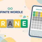 Infinite Wordle game grid with green yellow and gray letter tiles on a smartphone