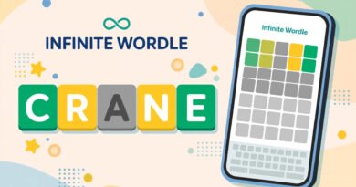 Infinite Wordle game grid with green yellow and gray letter tiles on a smartphone