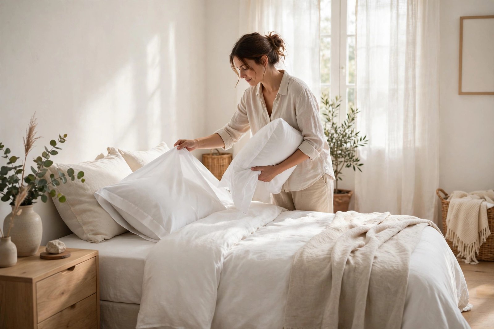Changing to a fresh clean pillowcase to help prevent fungal acne on the face