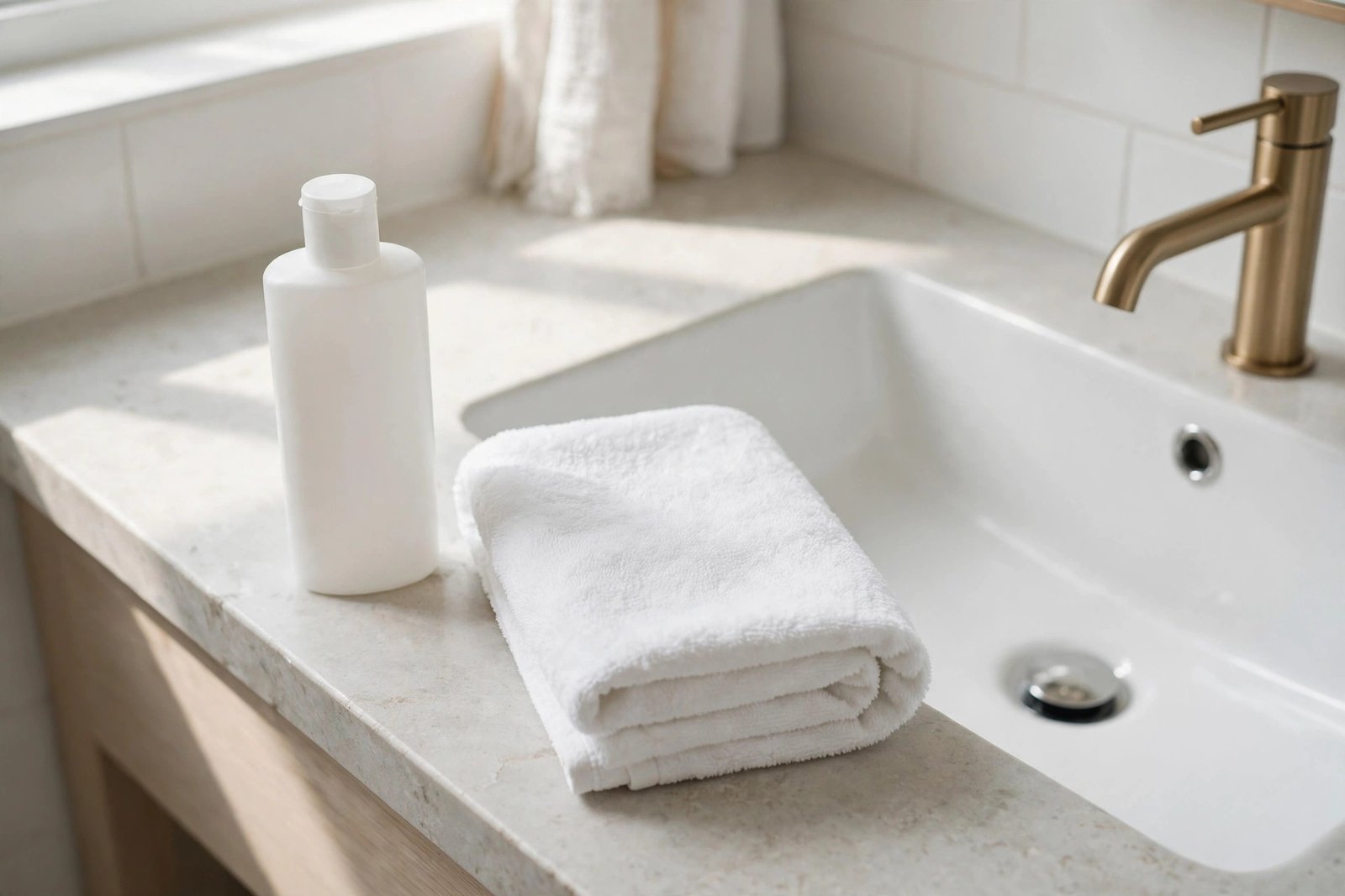 Antifungal dandruff shampoo and clean towel for treating fungal acne on the face