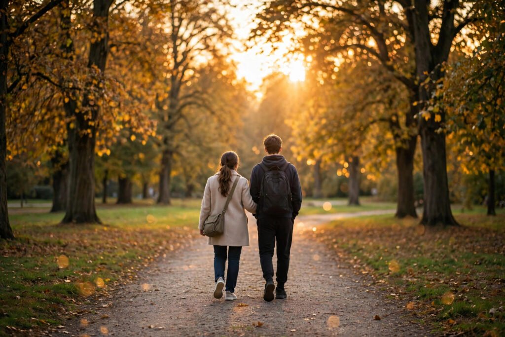 Kniko Howard – illustration of a mother and teenage son walking at sunset, symbolizing his private bond with Draya Michele