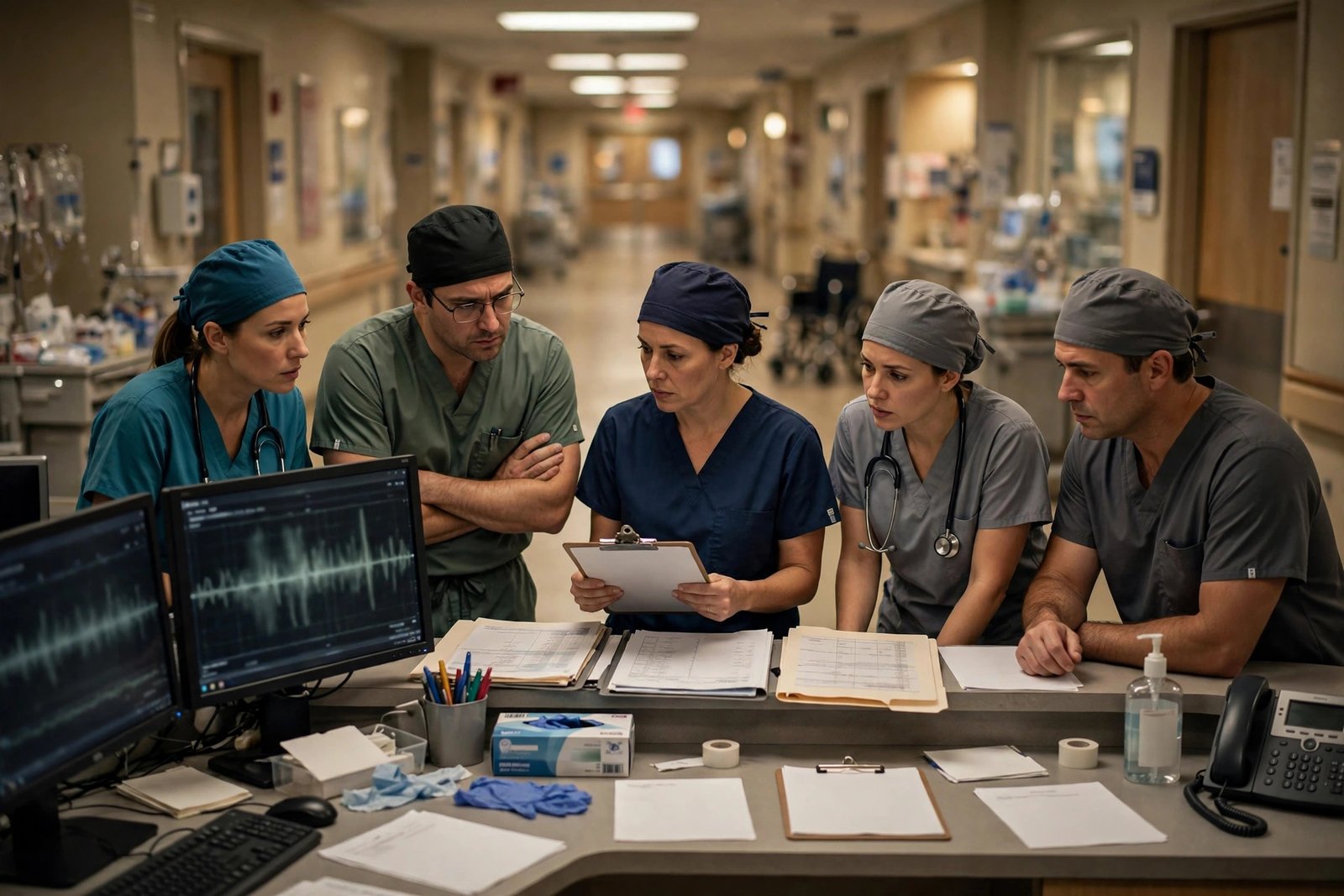 Hospital nurses' station where Lexi Kuenzle confronted Dr Matthew Jung after Charlie Kirk's assassination news