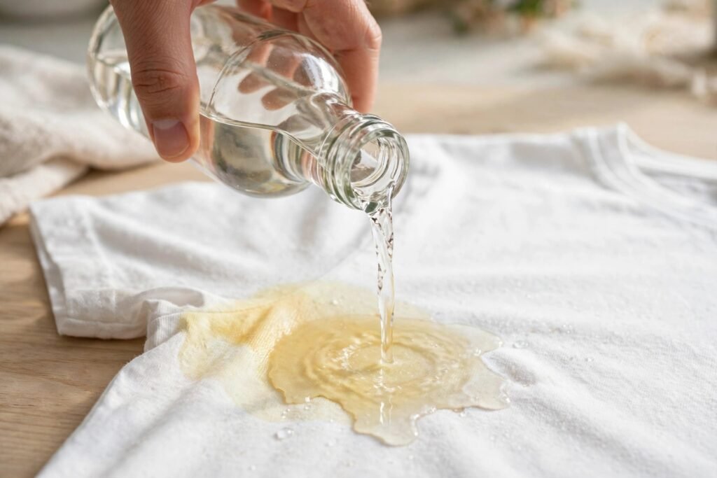 Soaking deodorant stain in white vinegar