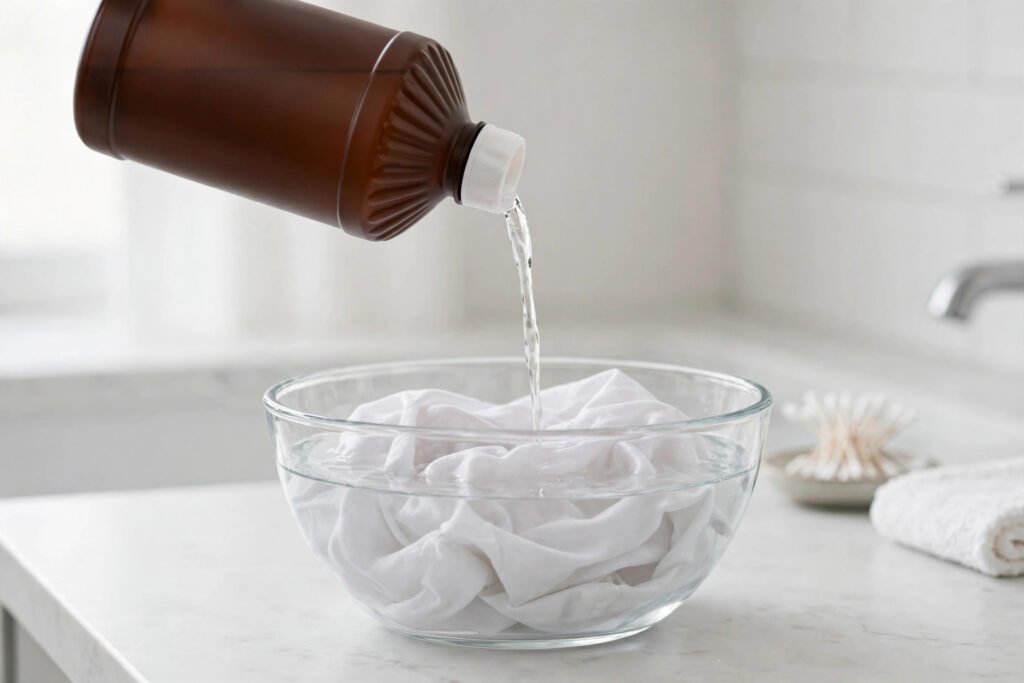 Soaking a white shirt in hydrogen peroxide solution