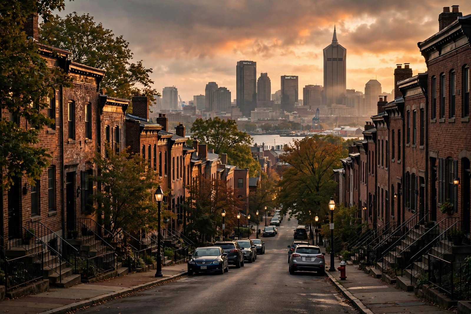 Baltimore Maryland neighborhood at golden hour, Tesehki early life background