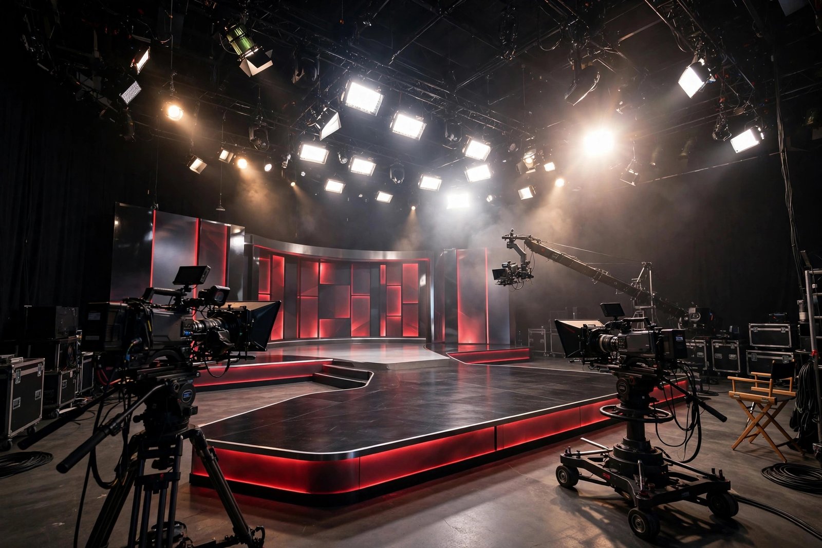 Reality TV studio set with cameras and lights for Tesehki Baddies franchise