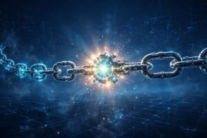 Smart short links changing the web: glowing connected link nodes across a digital sky