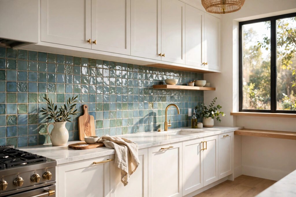 Modern kitchen with a zellige tile backsplash